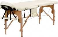 Stół, łóżko do masażu 2-segmentowe drewniane - niebieski