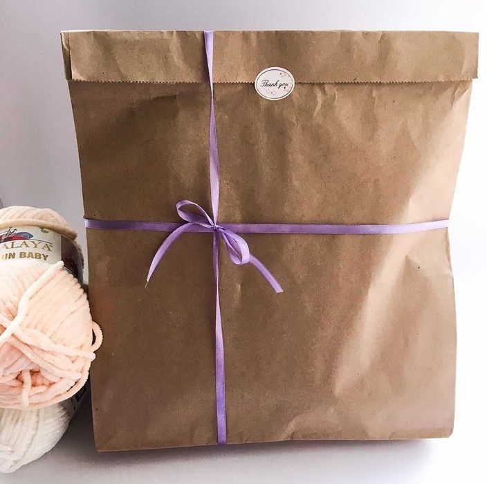 Паперові крафт пакети без ручок - коричневі, білі, кольорові