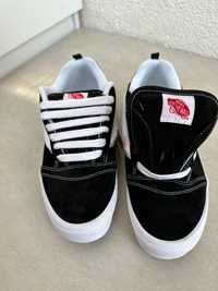 Кеди жіночі чоловічі дуті Vans KNU Skool Black White Premium кеды