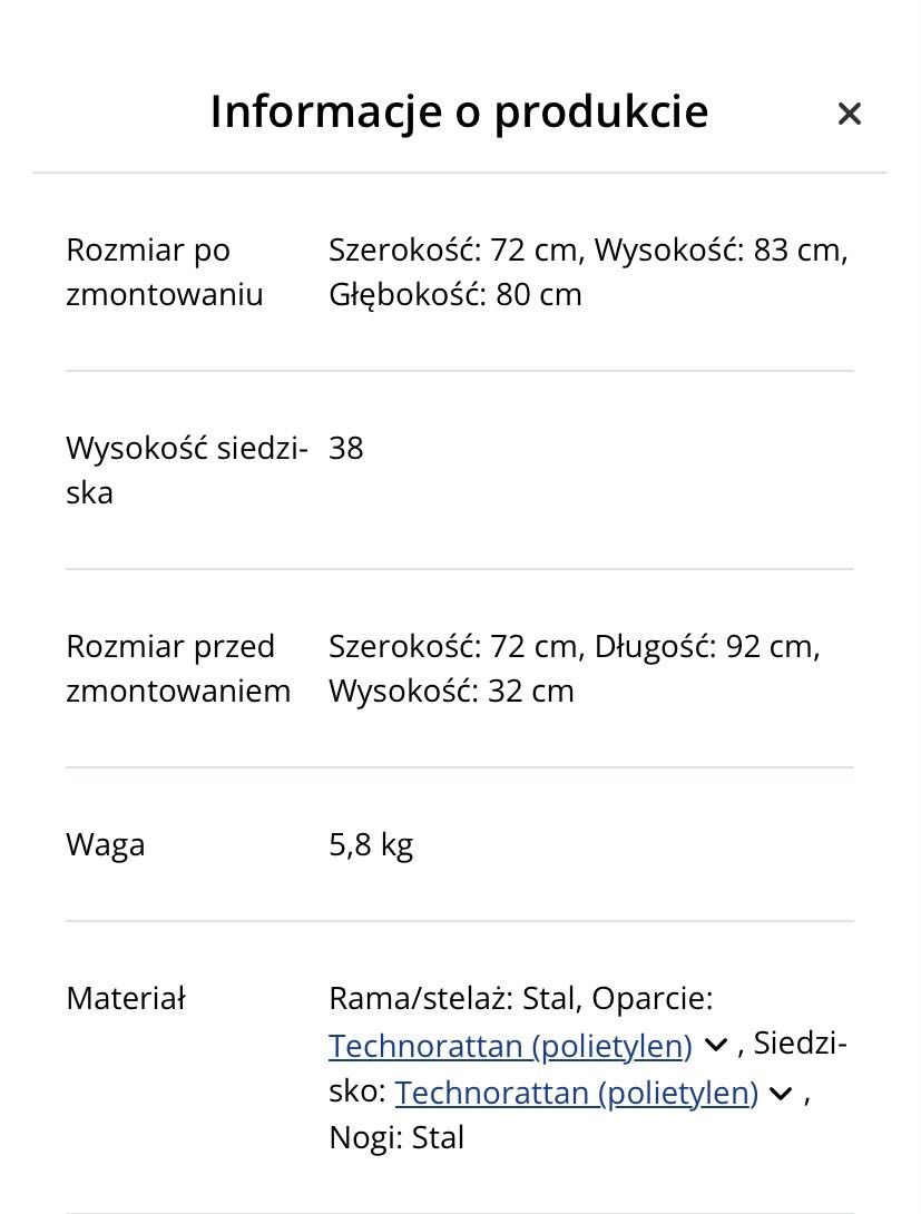 Komplet meble do ogrodu technorattan - kanapa i fotel