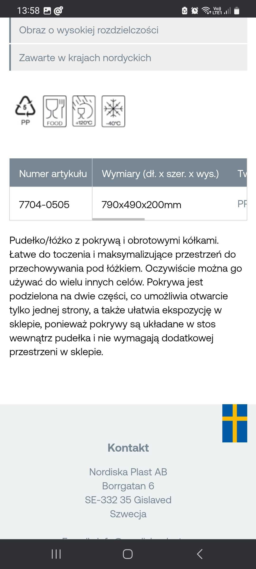 Skrzynia do przechowywania Nordic z kółkami 55L