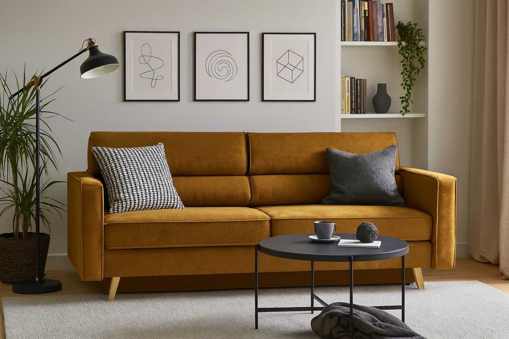 Kanapa, sofa nowoczesna z funkcją spania rozkładana z pojemnikiem