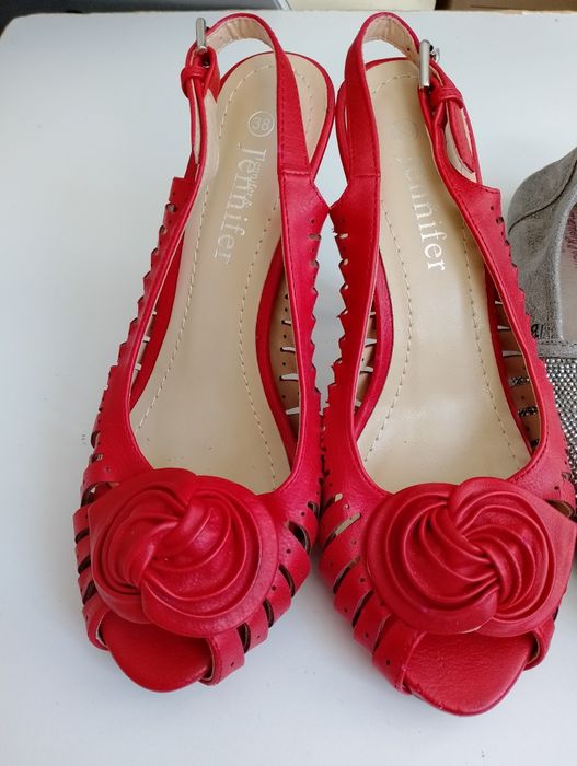 Zestaw buty espadryle półbuty na obcasie kryształki
