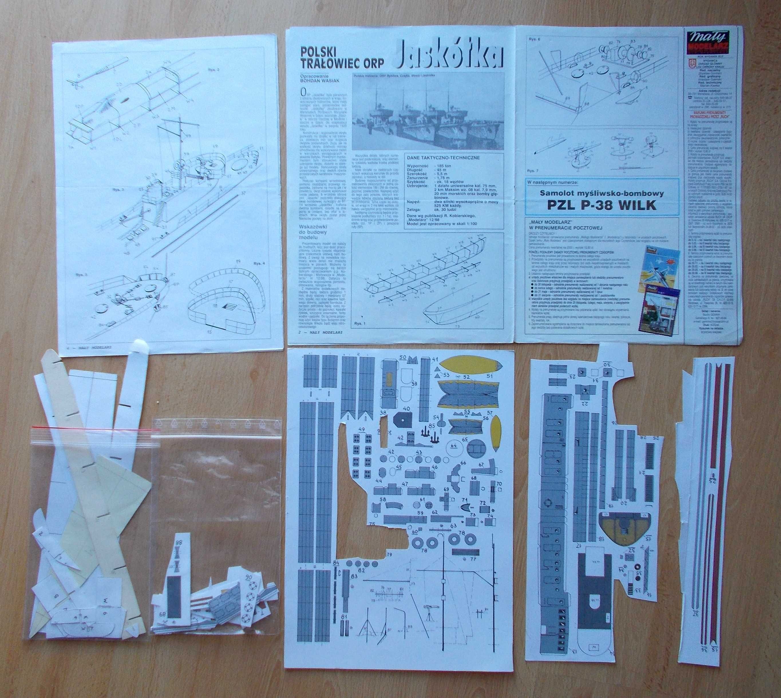 Model kartonowy - ORP Jaskółka - Mały Modelarz (3/2000) - sklejony