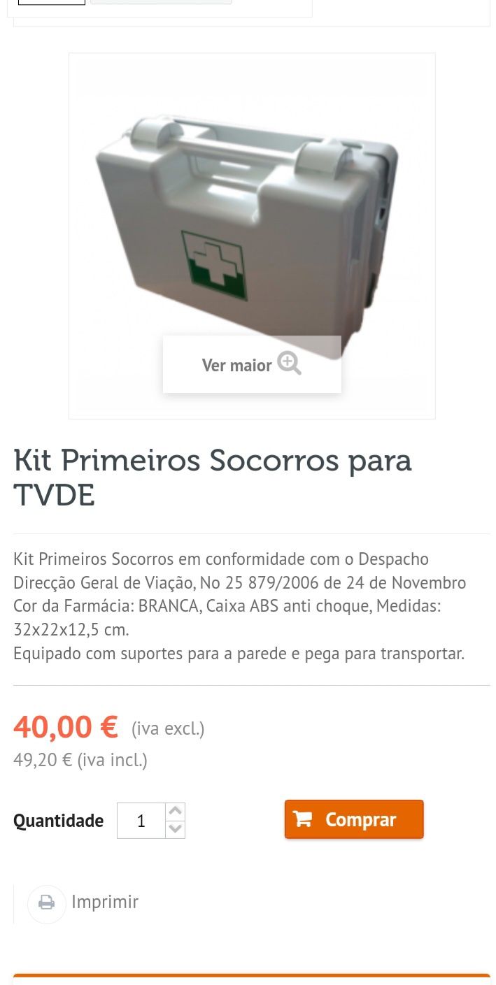 Kit primeiros socorros Para TVDE