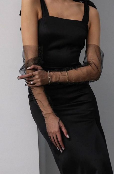 Довгі червоні рукавички Напівпрозорі рукавиці