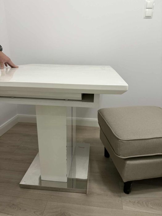 Stół rozkładany do jadalni biały lakierowany