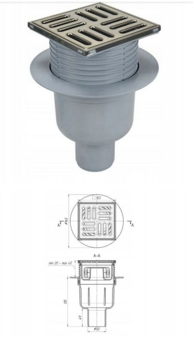 Kratka odpływowa nierdzewna fi 50