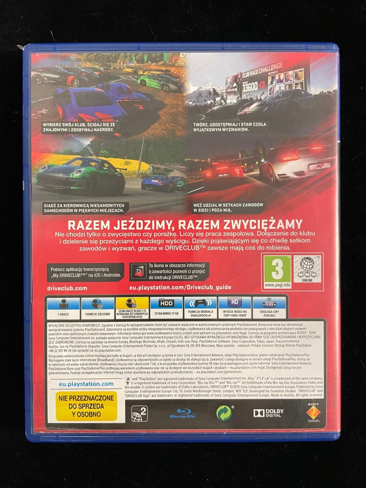 Driveclub PL Gra na PS4 i PS5 po polsku Klasyk w BDB stanie 3xPL