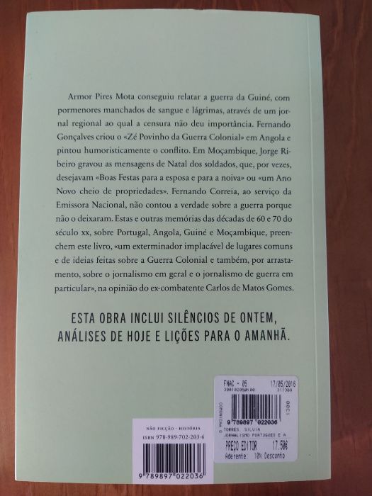 Livro "O jornalismo português e a guerra colonial" de Sílvia Torres