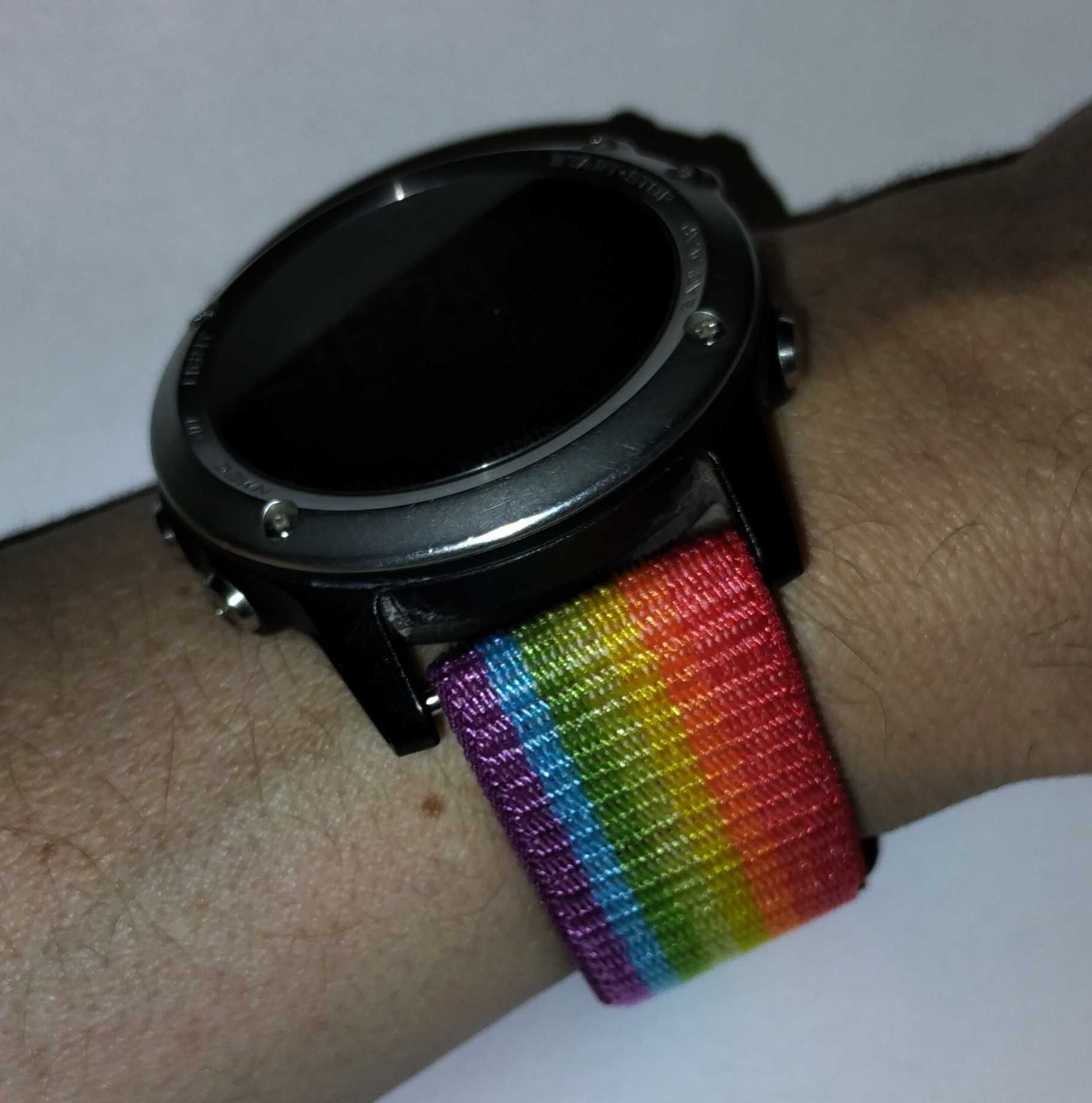 Pasek Rainbow miękki nylonowy do Garmin Fenix Enduro 22 i 26 mm tęcza