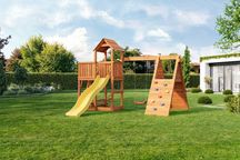 Plac zabaw w kolorze teak, Domek Małpi Gaj, Huśtawka DARMOWA DOSTAWA