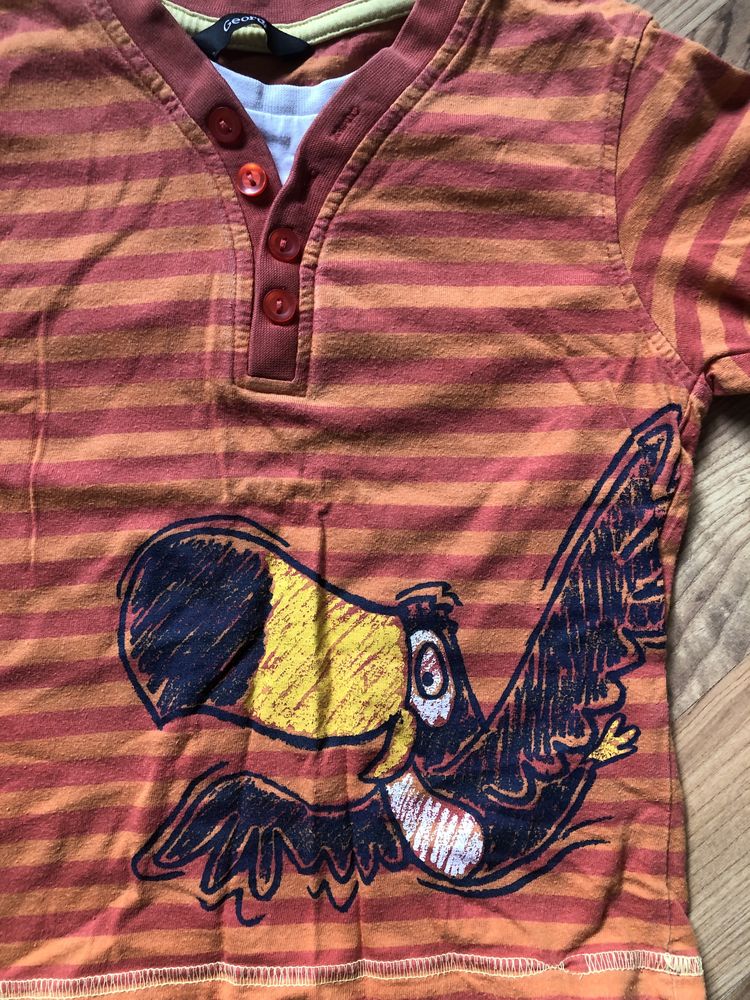 T-shirt dla chłopca z papugą w paski rozm. 92.  GEORGE