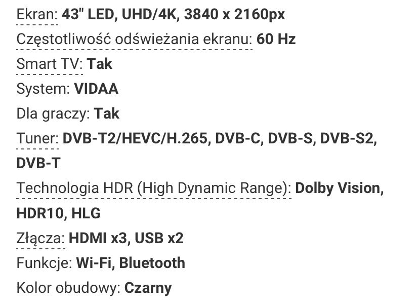 Telewizor Hisence A6 series 43’’