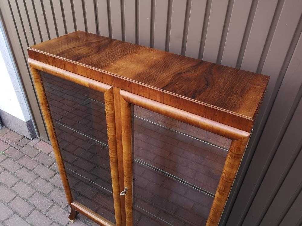 Witryna Biblioteka ART-DECO Orzech Stara Antyk Po Renowacji Okazja.