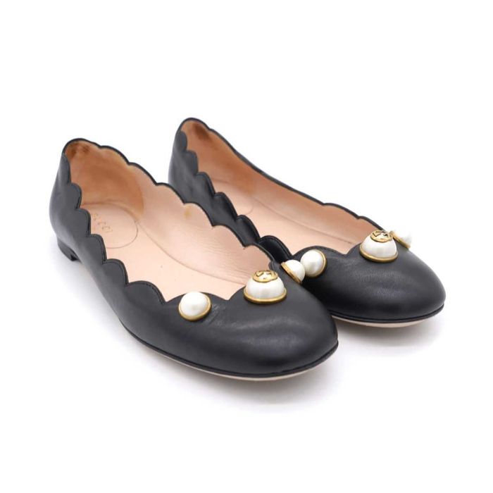 Gucci skórzane baletki czółenka z perłami skóra baleriny  36,5 unikat