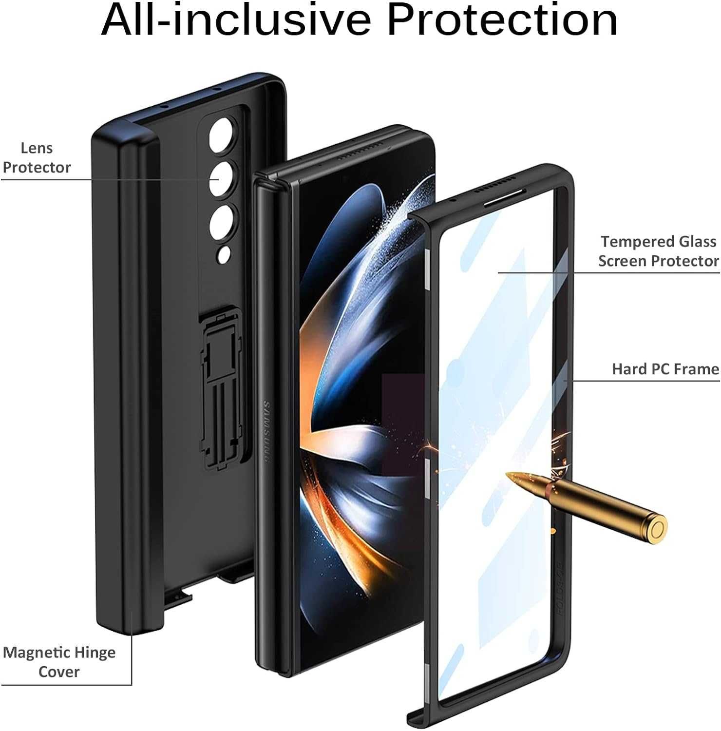 Miimall Samsung Galaxy Z Fold 4 5G 2022 etui pancerne uchwyt Stojak