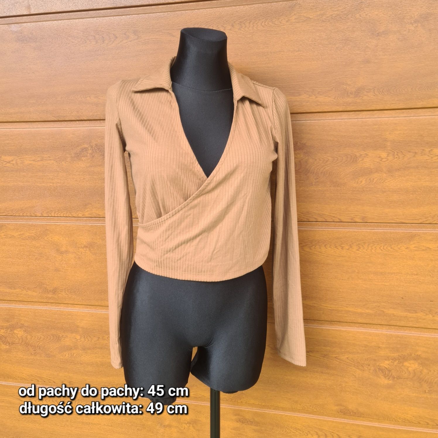 Brązowy crop top na długi rękaw, Sinsay, nowy z metkami, rozmiar XL