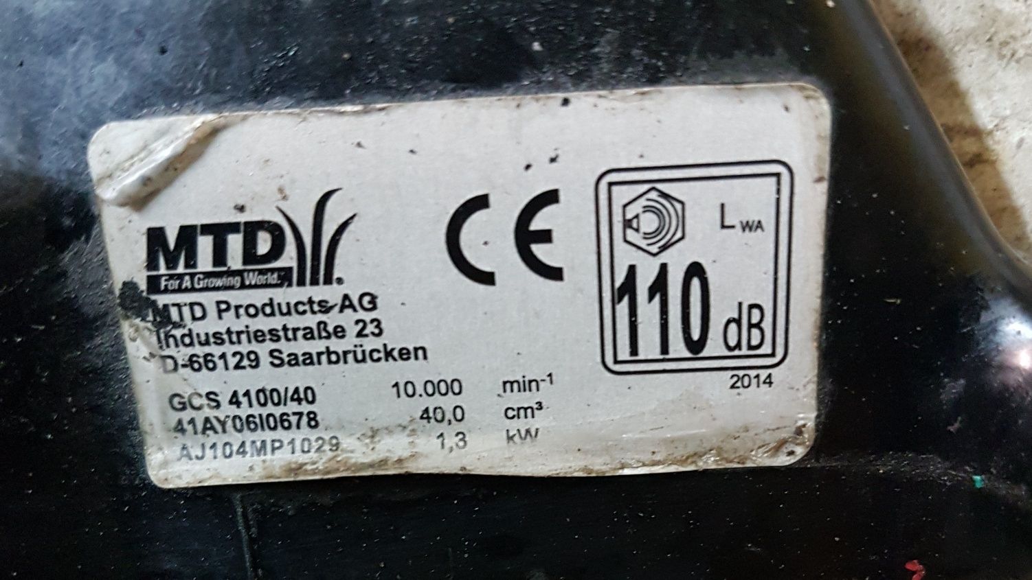 Pilarka Spalinowa MTD 1.8 KM 41cm³ GCS 4100/40  z Niemiec