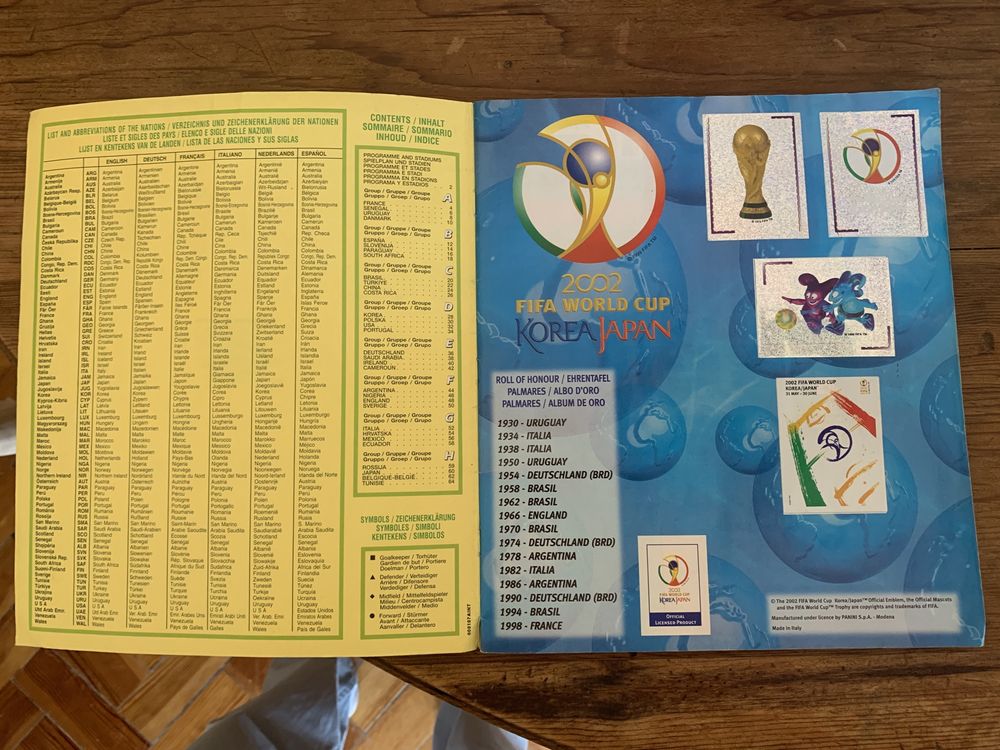 Caderneta cromos original Panini FIFA World Cup Coreia Japão 2002