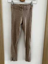 Zara legginsy dzianina 164 beżowe