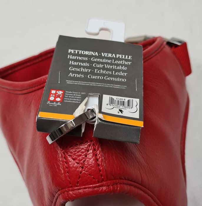 Dogness czerwone skórzane szelki dla psa rozmiar S