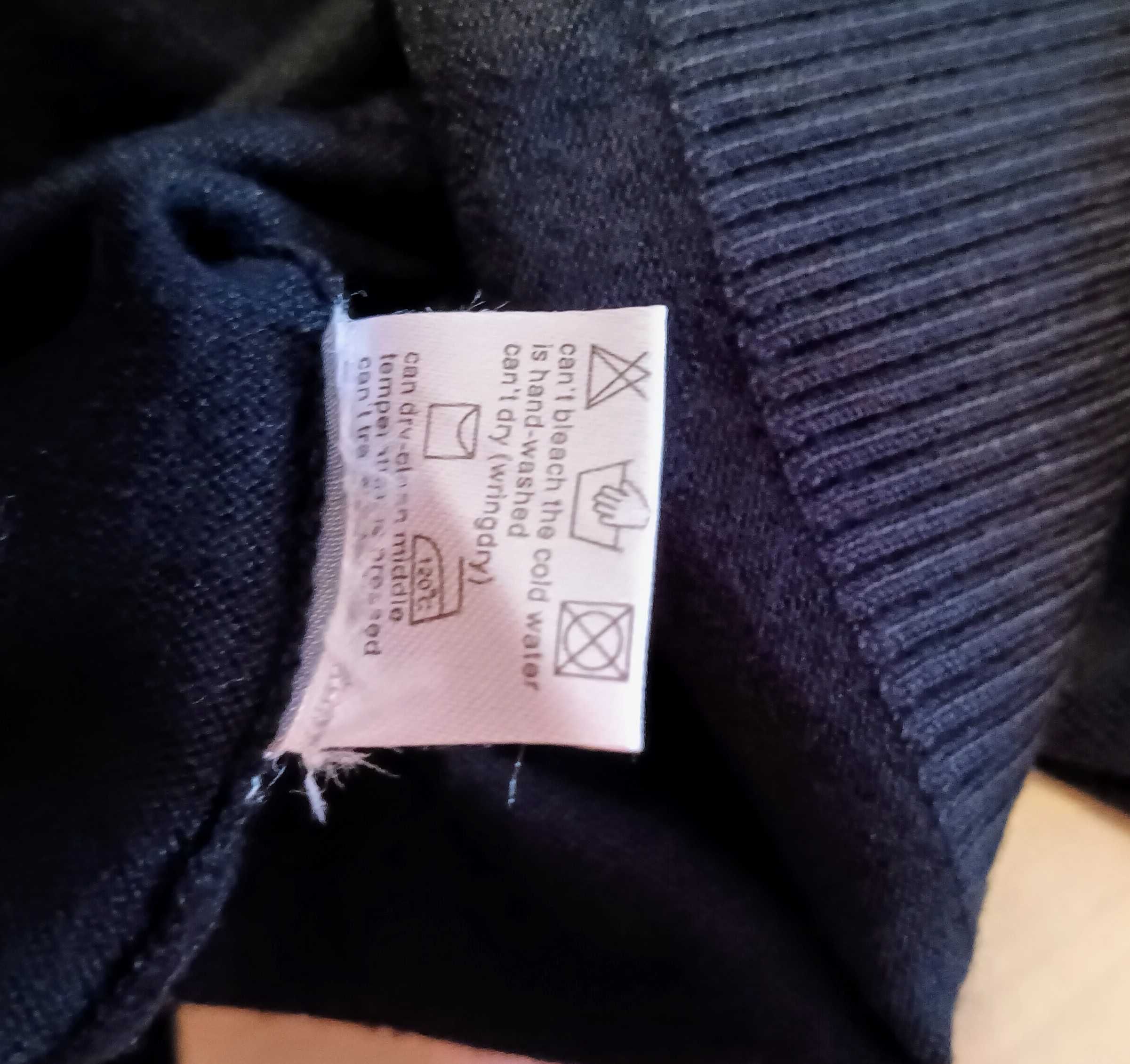 Sweter damski czarny z ozdobnym dekoltem Mizano bawełna/lycra/wełna
