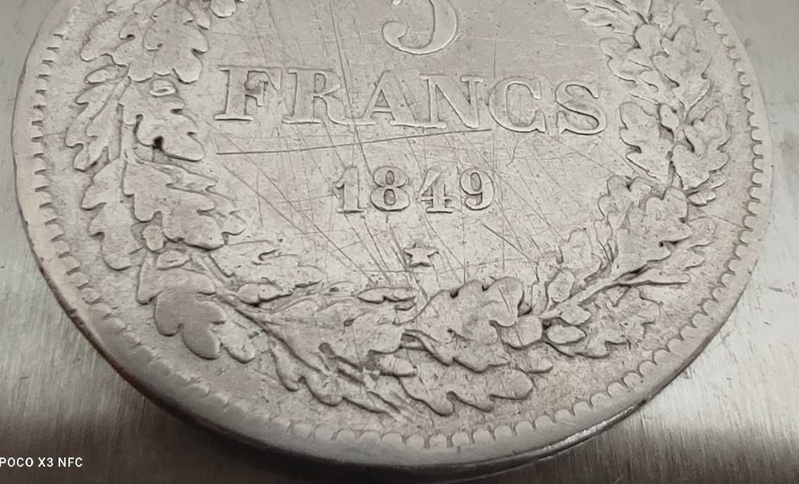 Moneta srebrna 5 franków 1949 Belgia srebro Ag inne