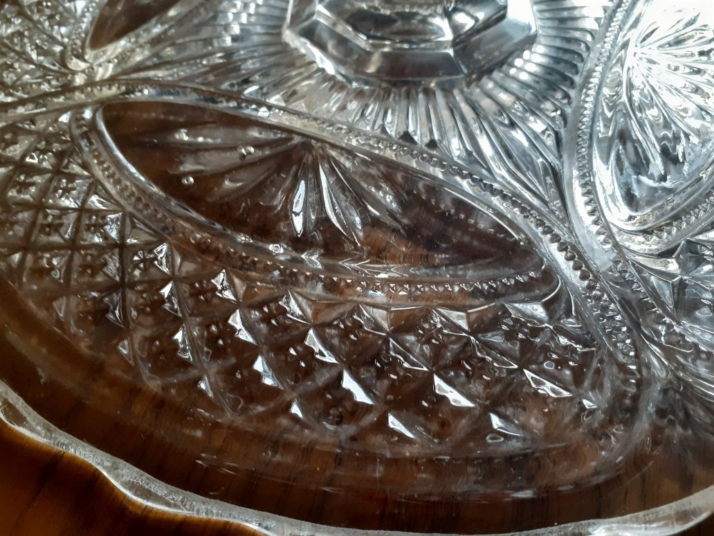Duża patera kryształowa vintage 31 cm
