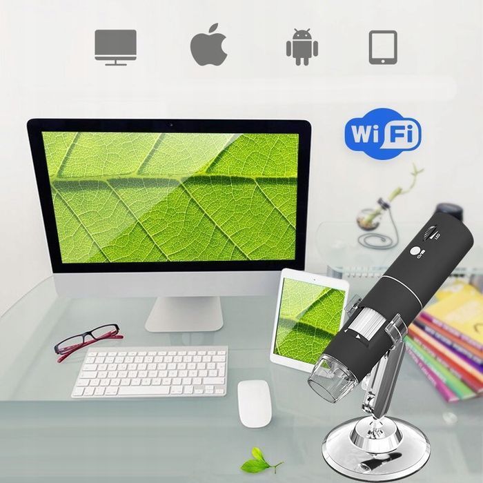 Mikroskop Cyfrowy Do Tel Pc 1000x 2MP 8 LED WiFi