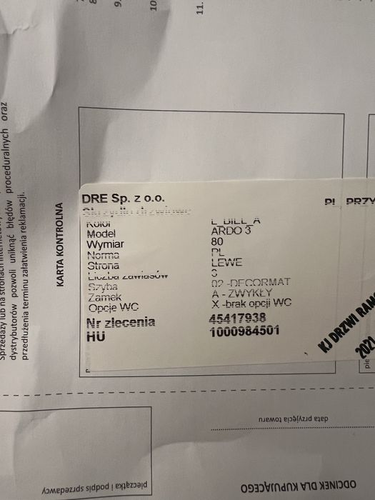 Drzwi wewnetrzne DRE model Ardo pokojowe + wc