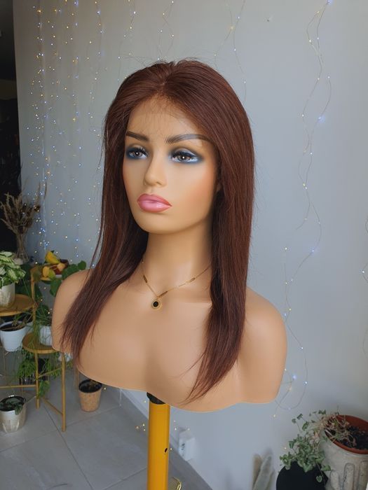 Peruka z włosów naturalnych w 100% Olga lace front brąz