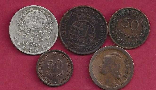 MOEDAS  Ex Colonia Guiné  5 Moedas  1$,  50 e 20 centavos
