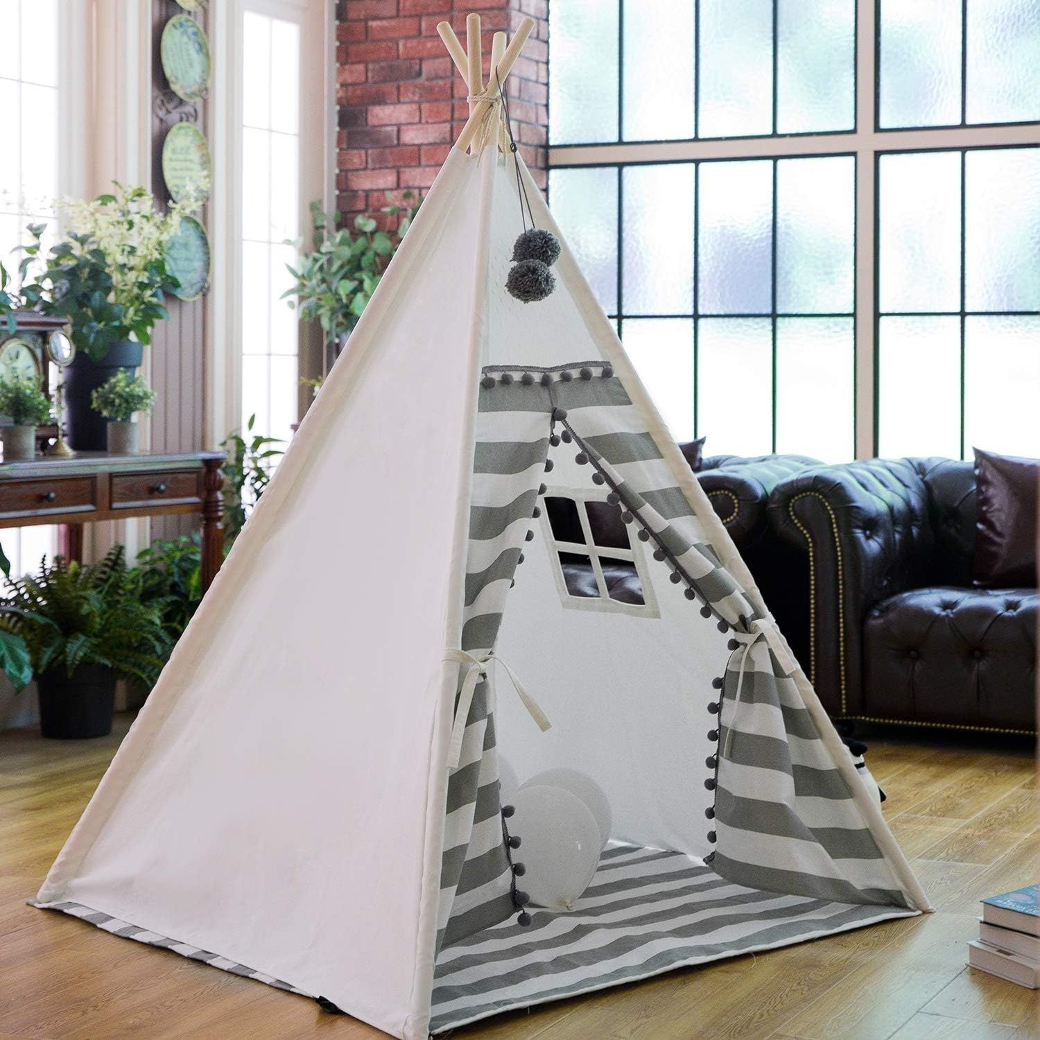 Dziecięcy namiot Teepee szaro-biały.120x120x155cm