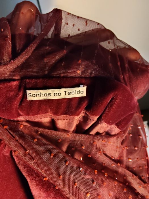 Fabuloso Vestido Comprido Grená de Cerimónia