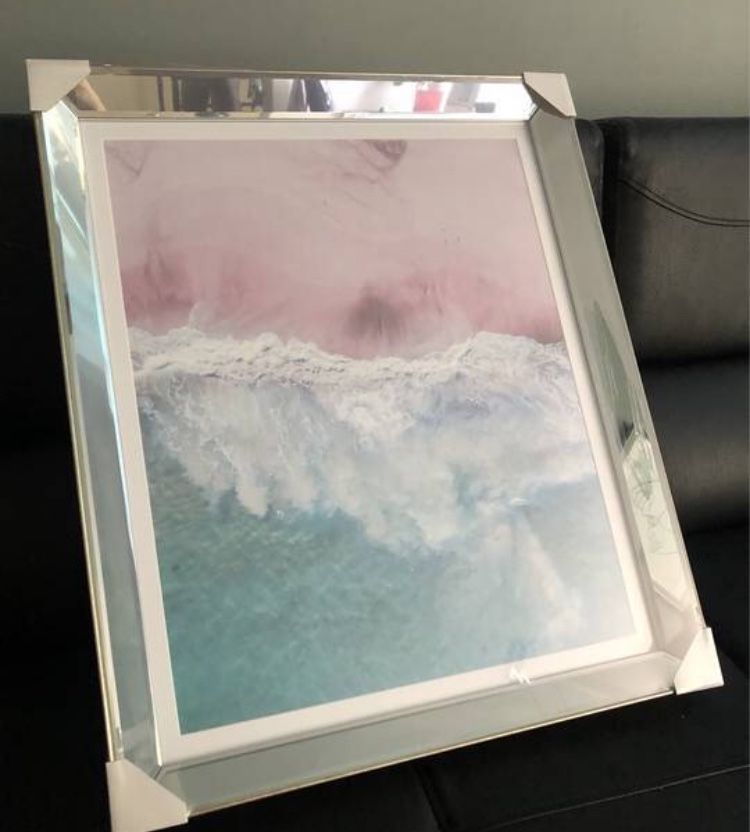 Obraz morze w lustrzanej ramie 51x61cm +szyba glamour styl