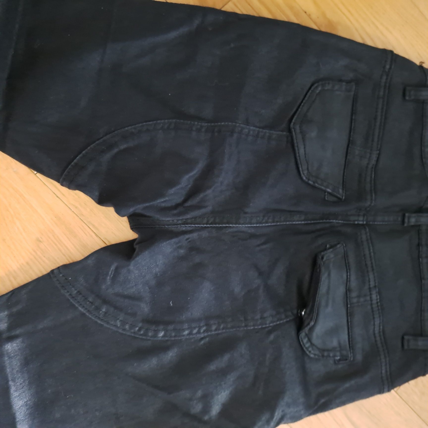 Spodnie z wysokim stanem, leginsy, 34, Denim, czarne