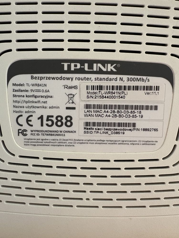 Router TP-Link TL-WR841N 300Mb/s / stan jak nowy
