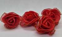 Piankowe różyczki 4,5 cm 10 szt. z jedwabiem czerwone