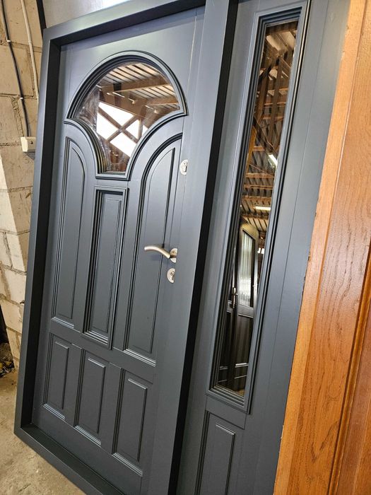 DRZWI Zewnętrzne Drewniane Sosnowe z Doświetlem Wejściowe 139x209cm