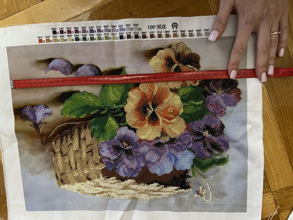 Картина бісером Квіти в корзині, картина бисером