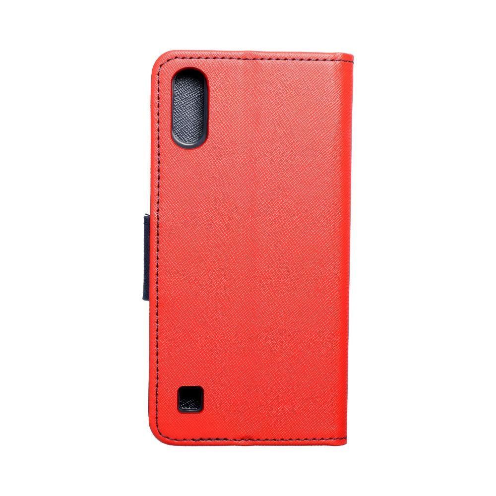 Etui Z Klapką Fancy  Samsung A10 Czerwony / Granatowy + Szkło 9H