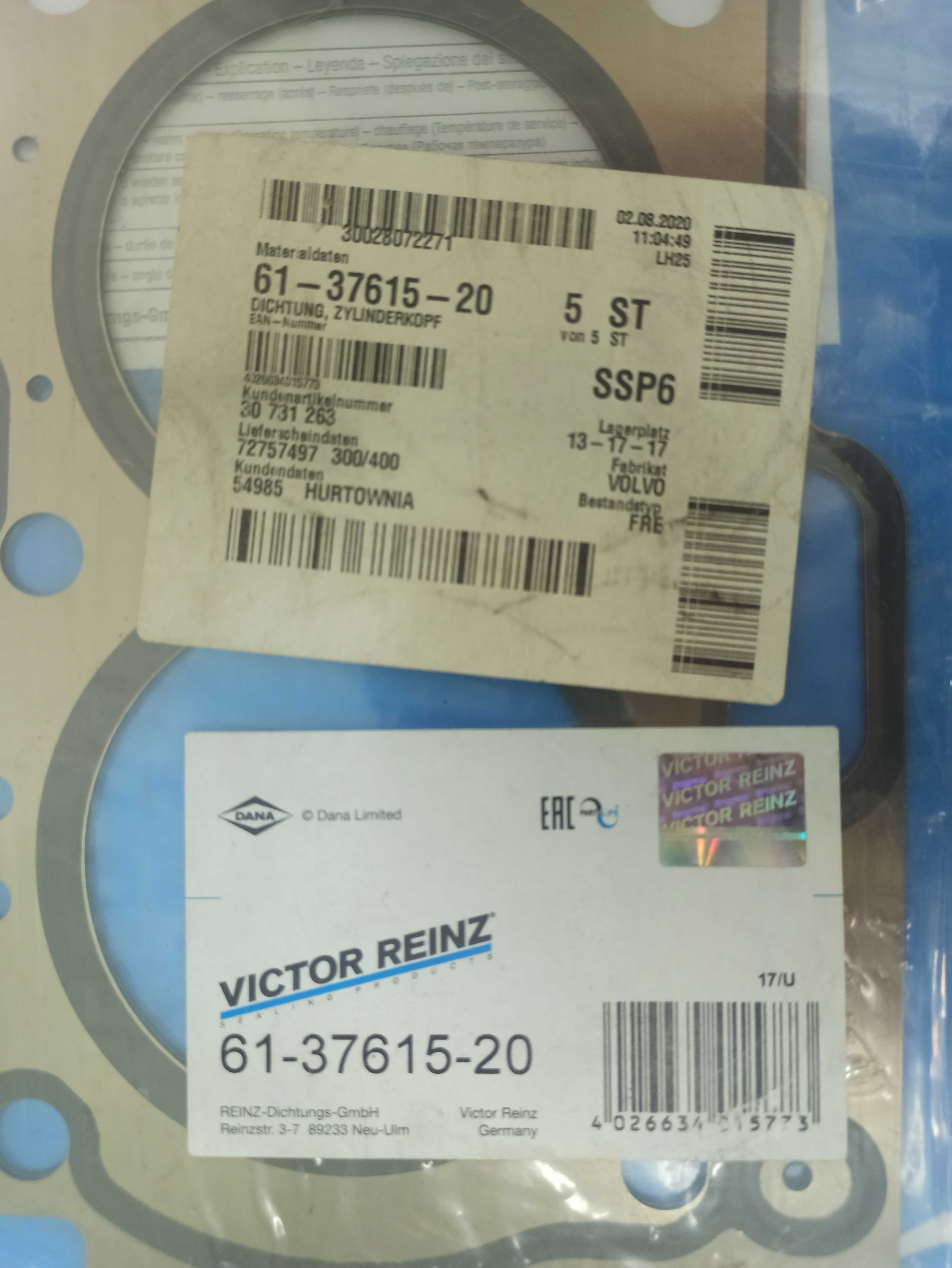 Uszczelka pod głowicę VICTOR REINZ VOLVO S60/V70 II 2.4D Nowa KRAKÓW