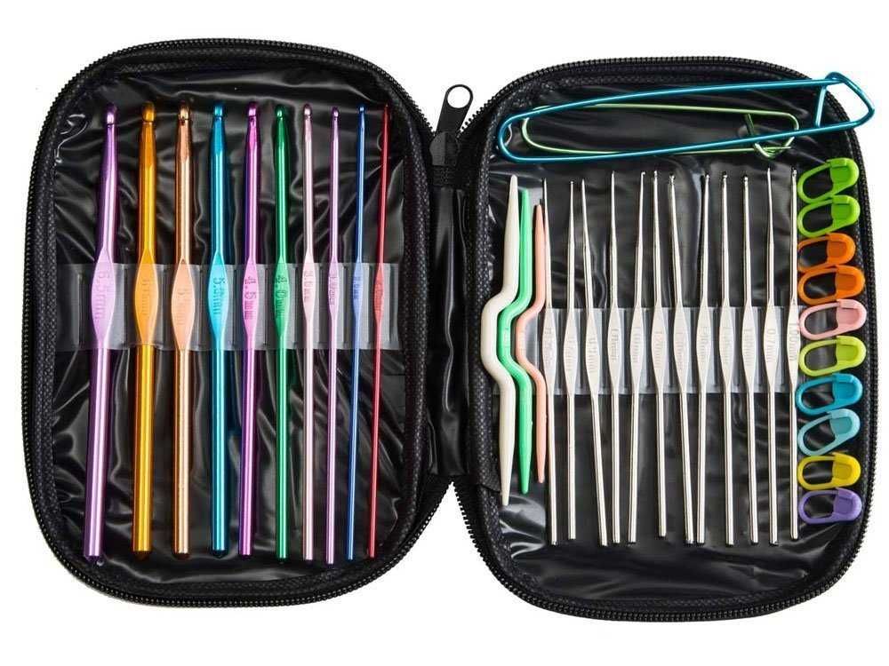 Zestaw szydełek do szydełkowania w etui szydełka aluminiowe 50el.