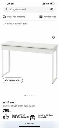 Białe biurko Ikea 120x40