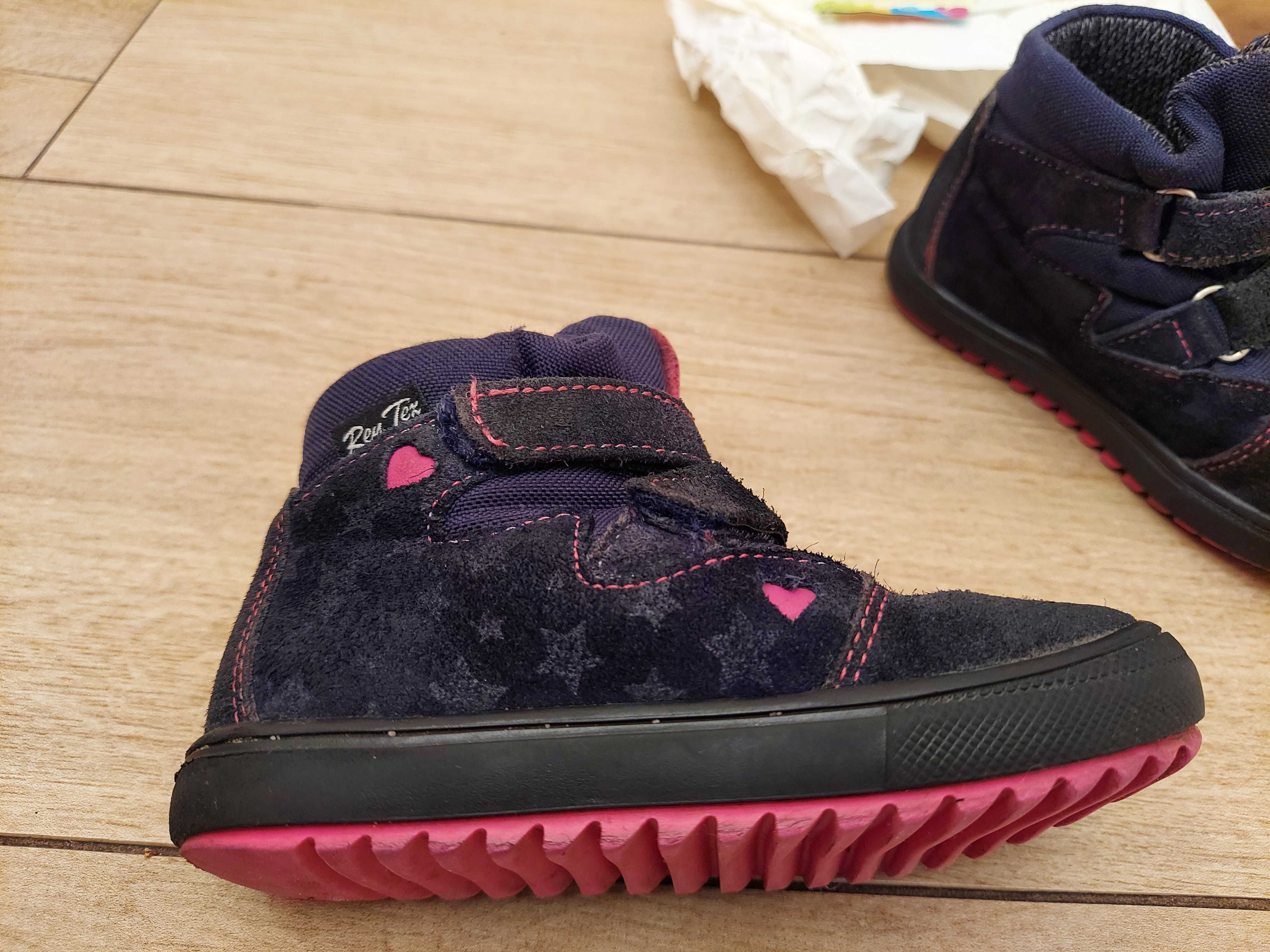 RenBut Buty zimowe Trzewiki Ren Tex roz. 24 Granat Gwiazdki na rzepy
