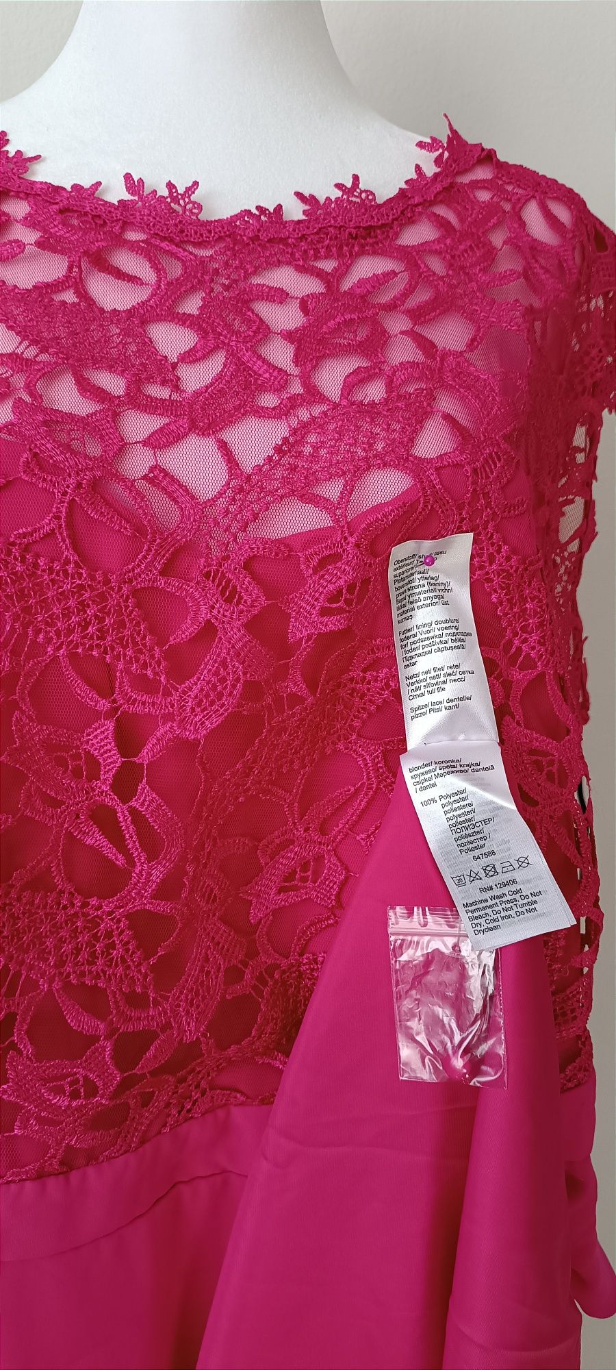 NOWA elegancka sukienka szyfon/gipiura r. 54 wesele , impreza