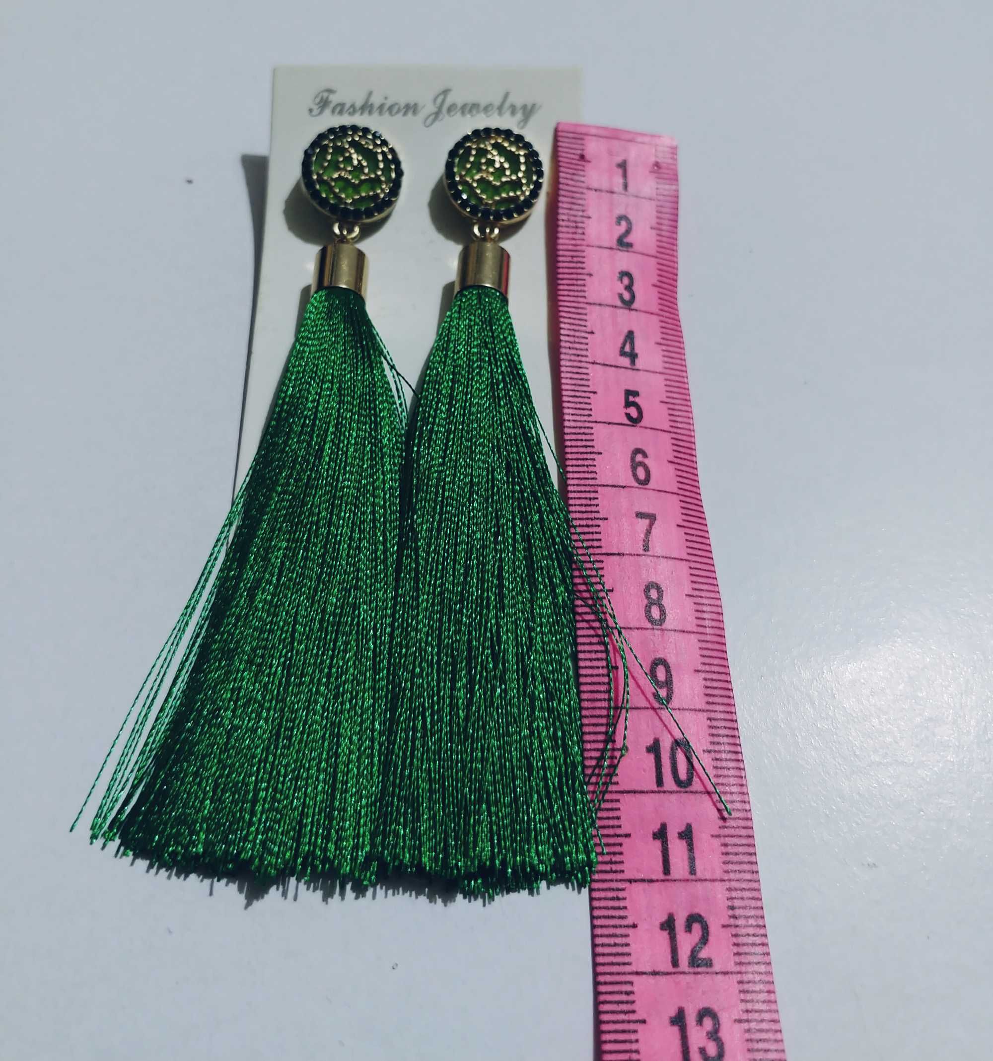 Kolczyki w stylu boho, chwosty, 11 cm, czerwone