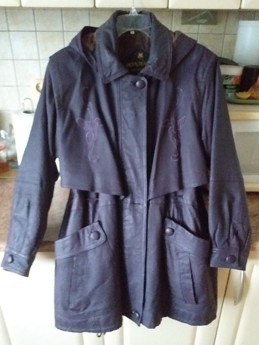 Kurtka w kolorze śliwki ,naturalna skóra BONANZA r.M