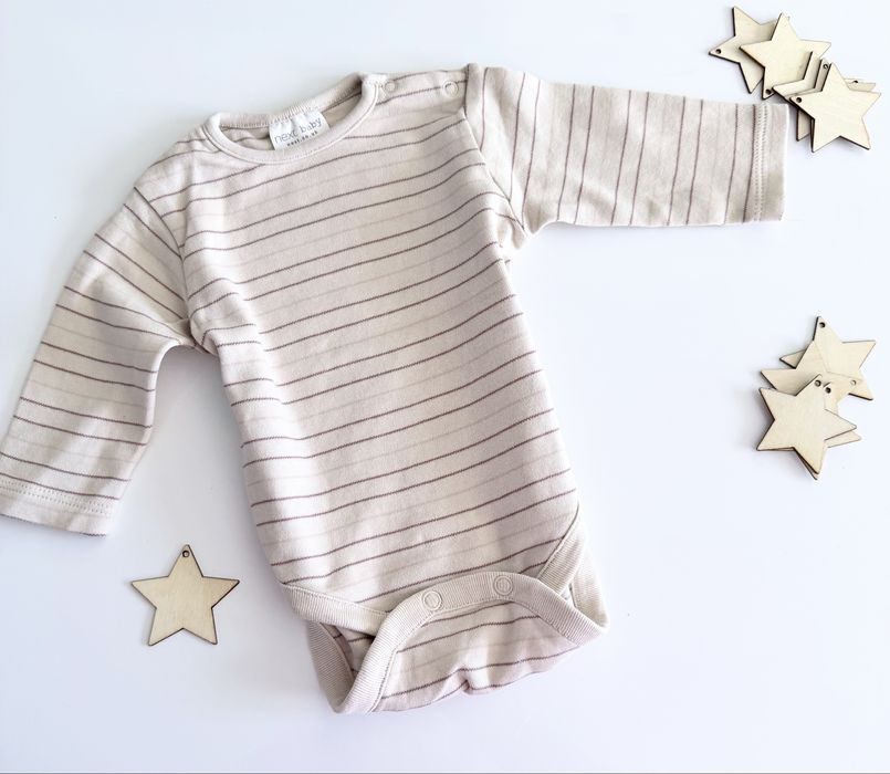 Body next 62 w paski długi rękaw beżowe